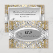 RSVP Damask Perle Argent & Or Quinceanera (Devant / Derrière)