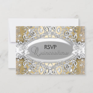 RSVP Damask Perle Argent & Or Quinceanera