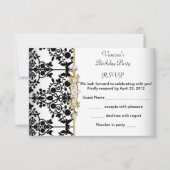 RSVP Damask Verjaardagsfeest Goud Zwart Wit Bloeme (Voorkant)