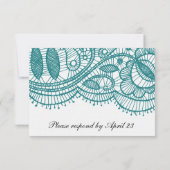 Rsvp de dentelle Turquoise moderne (Dos)