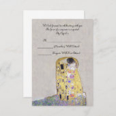 RSVP "De Kus" Art Nouveau Bruiloft Klimt Kaart (Voorkant / Achterkant)
