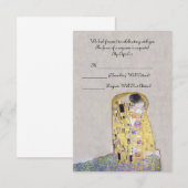 RSVP "De Kus" Klimt Art Nouveau Trouwfeest Kaart (Voorkant / Achterkant)