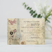 RSVP de mariage à clé et serrure de roses roses vi (Debout devant)