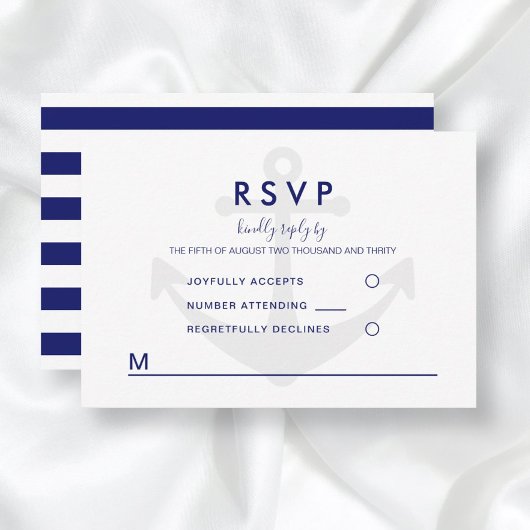 RSVP de mariage à l'ancre nautique moderne