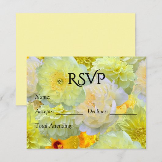 RSVP de mariage à l'aquarelle florale jaune plus g (Devant / Derrière)