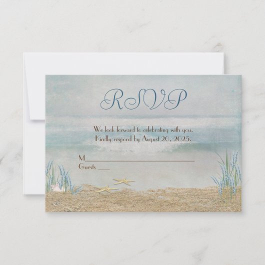 RSVP de mariage aquarelle bord de mer (Devant)
