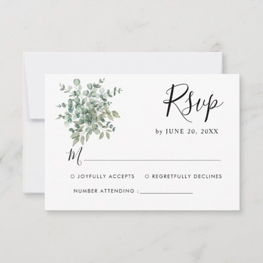 RSVP de mariage au feuillage d'eucalyptus (Devant)