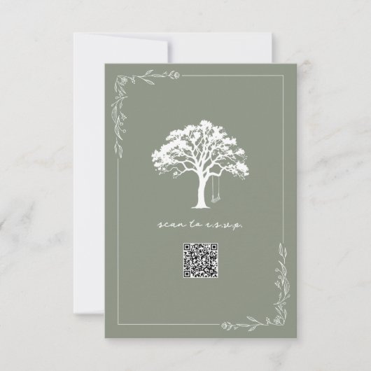 RSVP de mariage avec code QR Sage Vert Balançoire (Devant)