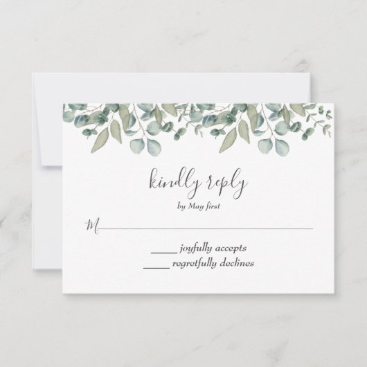 RSVP de mariage avec verdure d'eucalyptus (Devant)