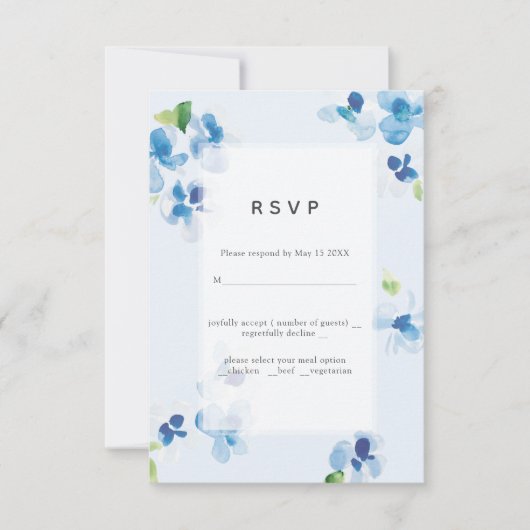 RSVP de mariage Blue and Delicate Blooms (Devant)