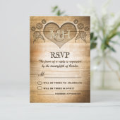 RSVP de mariage champêtre en bois rustique (Debout devant)