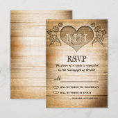 RSVP de mariage champêtre en bois rustique (Devant / Derrière)