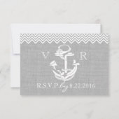 RSVP de mariage Chevron d'ancre nautique (Dos)