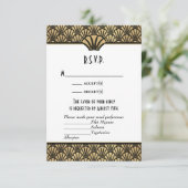 RSVP de mariage classique noir et or faux Art Déco (Debout devant)