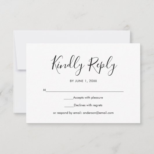 RSVP de mariage élégant simple noir et blanc (Devant)