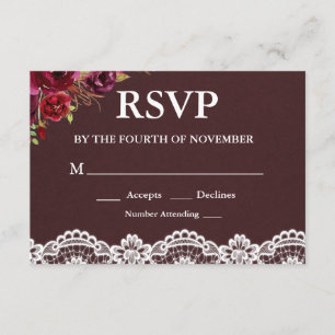 RSVP de mariage en dentelle florale rustique