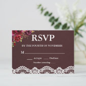RSVP de mariage en dentelle florale rustique (Debout devant)