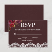 RSVP de mariage en dentelle florale rustique (Devant / Derrière)