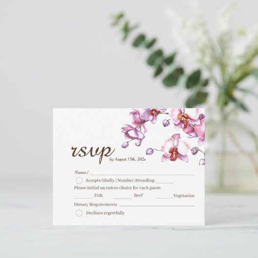 RSVP de mariage | Fleur d'orchidée (Debout devant)