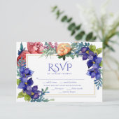 RSVP de mariage | Floral aquarelle Bonheur (Debout devant)
