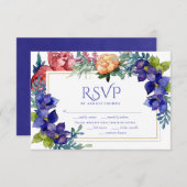 RSVP de mariage | Floral aquarelle Bonheur (Devant / Derrière)