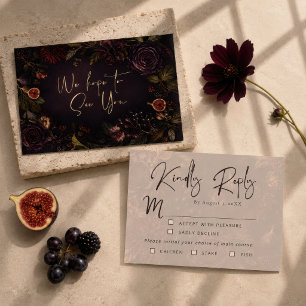RSVP de mariage floral botanique de Bourgogne luna