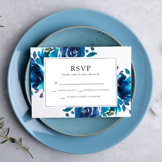 RSVP de mariage floral indigo