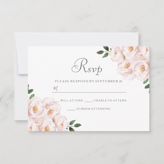 RSVP de mariage floral rose élégant moderne (Devant)