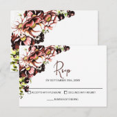 RSVP de mariage floral rose rustique (Devant / Derrière)