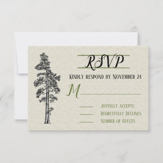 RSVP de mariage forestier rustique en séquoia roug (Devant)