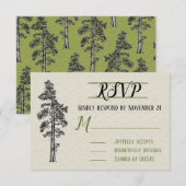 RSVP de mariage forestier rustique en séquoia roug (Devant / Derrière)