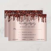 RSVP de mariage gouttes d'or rose bordeaux de mari (Devant / Derrière)
