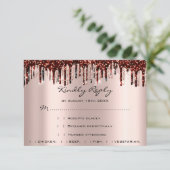 RSVP de mariage gouttes d'or rose bourgogne de mar (Debout devant)