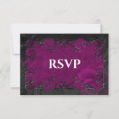 RSVP de mariage Halloween gothique violet foncé (Dos)