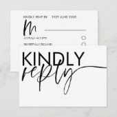 RSVP de mariage moderne noir et blanc (Devant / Derrière)