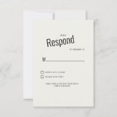 RSVP de mariage moderne noir texte crème (Devant)