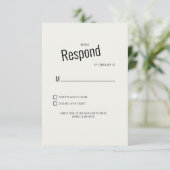 RSVP de mariage moderne noir texte crème (Debout devant)