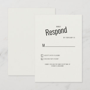 RSVP de mariage moderne noir texte crème
