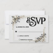 RSVP de mariage noir et blanc botanique moderne (Devant)