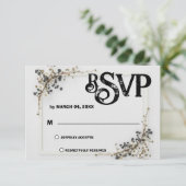 RSVP de mariage noir et blanc botanique moderne (Debout devant)