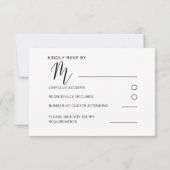 RSVP de mariage noir et or moderne (Dos)