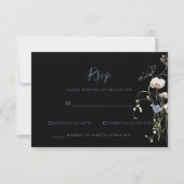 RSVP de mariage noir floral forêt sauvage (Devant)