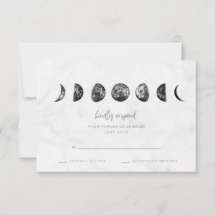 RSVP de mariage Phases lunaires Marbre Gris Célest