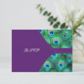 RSVP de mariage Plum Purple Peacock (Debout devant)