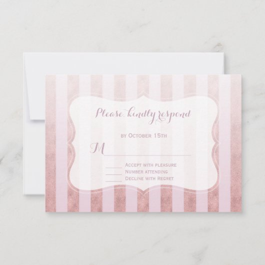 RSVP de mariage Rose Gold et Rayures Blush (Dos)