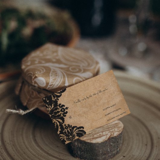 RSVP de mariage royal noir damas