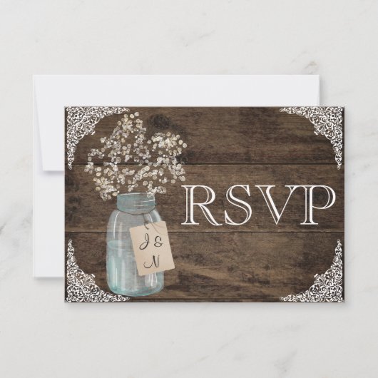 RSVP de mariage rustique floral à la campagne dans (Devant)