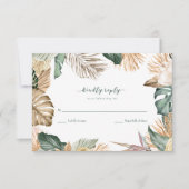 RSVP de mariage sur la plage aux feuilles tropical (Devant)
