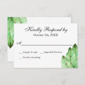 RSVP de mariage tropical à feuillage aquarelle (Devant / Derrière)