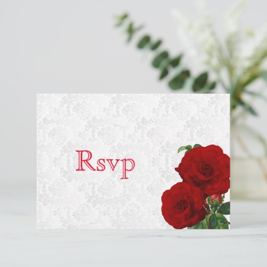RSVP Deep Red Rose Bloemen Bruiloft (Staand voorkant)